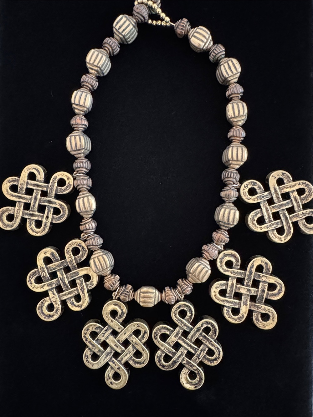 Bronze Tone Celtic Style Knot Statement Necklace